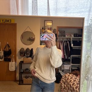 Z Supply Cream Heart Knit Sweater